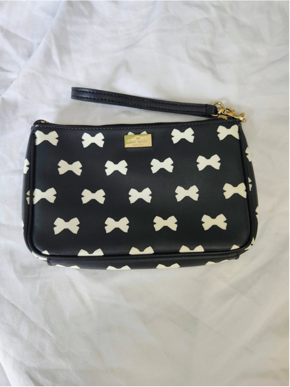 Kate Spade Wristlet Clutch One Size Black White Bow Print